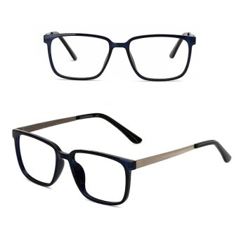 JINQIANGUI Fashion Glsses Frame Square Glasses DarkBlue Frame Glasses Plastic Frames Plain for Myopia Women Eyeglasses Optical Frame Glasses - intl