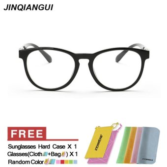 JINQIANGUI Fashion Glasses Frame Oval Glasses BrightBlack Frame Glasses Plastic Frames Plain for Myopia Women Eyeglasses Optical Frame Glasses - intl