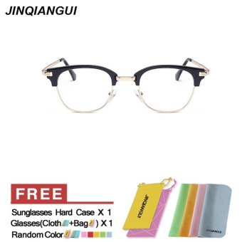 JINQIANGUI Fashion Mens Glasses Frame Square Glasses BrightBlack Frame Glasses Plastic Frames Plain for Myopia Men Eyeglasses Optical Frame Glasses - intl