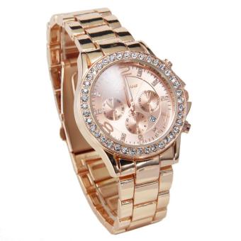Geneva Date Quartz Wrist Watch Female Luxury Crystal Lady Ladies Watch R GD Rose Gold .(NA)