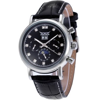 Jargar Automatic Dress Watch with Black Leather Strap Gift Box JAG348M3S1 (Black)