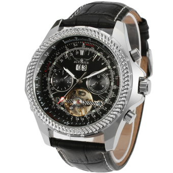 JARGAR Forsining Automatic Dress Watch with Black Leather Strap Gift Box JAG070M3S2