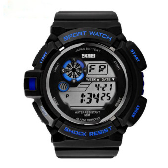 relogio digital Sport Watches Men Digital Watches 50M Waterproof Multifunction Climbing Dive LCD men's Wristwatch digital-watch(Blue)