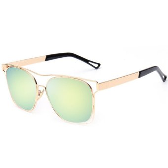 Newest Metal Frame Sunglasses Women Retro Cat Eye Sun Glasses Reflective Mirror Fashion Glasses Shades UV400 CC1857-04 (Gold)