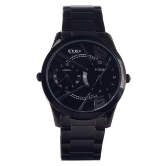 EYKI W8443AG Stainless Steel Band Quartz Analog Wrist Watch for Men- Black + White (1 x LR626) - intl