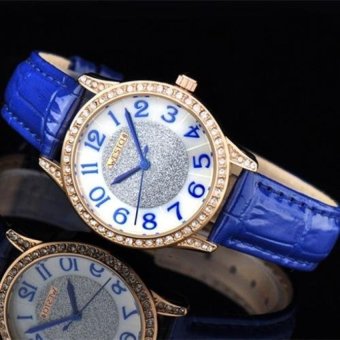 yiuhua Authentic West Chi westchi fashion ring diamond gold shellpowder quartz watch W3122L watch belt (Blue) - intl
