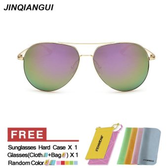 JINQIANGUI Sunglasses Women Pilot Titanium Frame Sun Glasses Purple Color Eyewear Brand Designer UV400 - intl