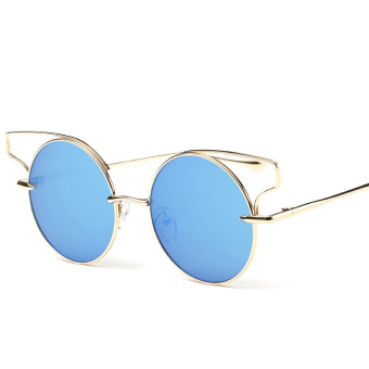 New fashion real metal frame sunglasses women brand designer retro vintage sunglasses cat eye glasses (color2)
