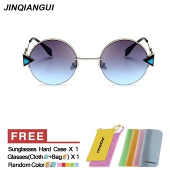 JINQIANGUI Sunglasses Women Round Retro Titanium Frame Sun Glasses Purple Color Eyewear Brand Designer UV400 - intl