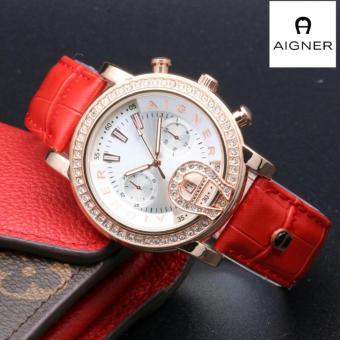jam tangan wanita AIGNER AG-6751ZA Tanggal - Casual and Elegance Genuine Leather Strap