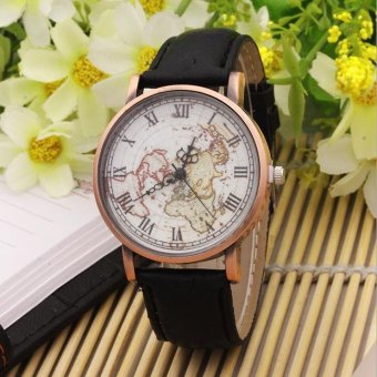 CE Wooden Geneva Watch Bark Stripe Belt Map Men and Women Universal Watch Europe and the United States selling fashion single product watch selling single product round dial black strap white dial - intl