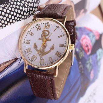 CE Rome digital gold anchor watch female models Geneva ladies watch Europe and the United States selling fashion single product watch selling single product round dial Brown strap pattern dial - intl