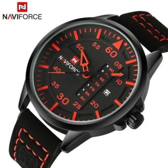 NAVIFORCE 9074 Mens Watches Top Brand Luxury NAVIFORCE Quartz Watch Men Sport Military Clock Male Leather Strap Wristwatch Relogio Masculino (Red) - intl