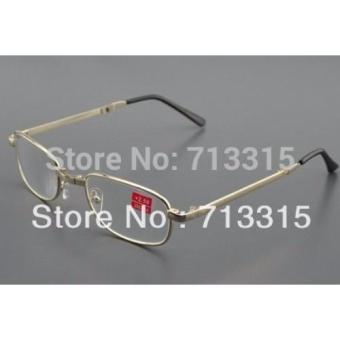 BELT case portable folding golden metal frame reading glasses +1