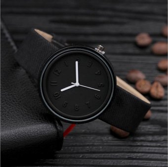 CE new canvas pattern belt three-dimensional digital scale watch female female Korean student watch candy color watch fashion single product watch selling single product round dial black strap black dial - intl
