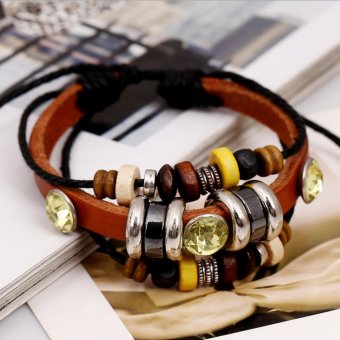 CE New Bracelet Beads Pearl Leather Bracelet Hot Personalized Jewelry Couple Jewelry Leather Bracelet Couple Bracelet Men Bracelet Punk Bracelet Coffee - intl