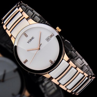CITOLE YOME's watch is brand Mens watch waterproof fashion quartz watch fine steel lovers fashion watch (1 X women Watch) (White)