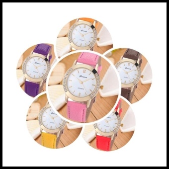 Fashion Geneva Women Diamond Analog Leather Quartz Wrist Watch Watches Stylish Gifts Fashion - intl