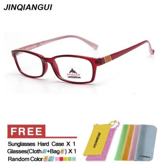 JINQIANGUI Mens Fashion Glasses Frame Rectangle Glasses Red Frame Glasses Plastic Frames Plain for Myopia Men Eyeglasses Optical Frame Glasses - intl
