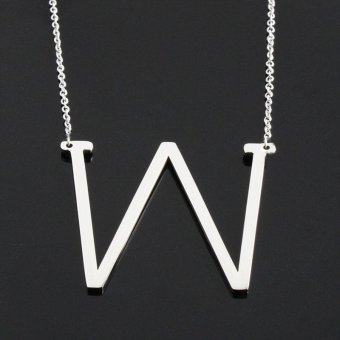 Ladies Stainless Steel Jewelry Choker Chunky 26 ABC Letter Pendant Necklace - intl