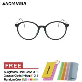 JINQIANGUI Glasses Frame Women Round Retro Plastic Eyewear Black Color Frame Brand Designer Spectacle Frames for Nearsighted Glasses - intl