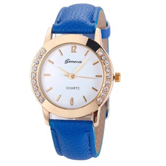 Coconie Fashion Women Diamond Analog Leather Quartz Wrist Watch Watches Blue