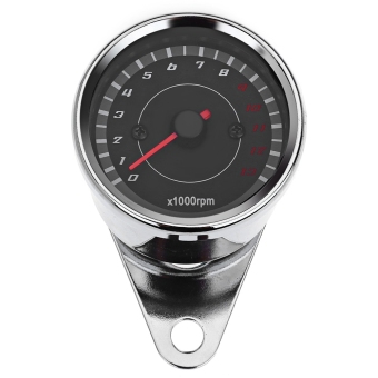 MiniCar CS-299 DC 12V Motorcycle Pointer Tachometer LED Gauge Meter 13000 RPM 13K RPM Backlit Odometer(Color:Silver) - intl
