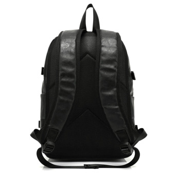 360WISH MENBOSON 8103 Fashion Casual Men PU Leather Backpack Schoolbag Outdoor Travel Bag with Earphone Hole - Black