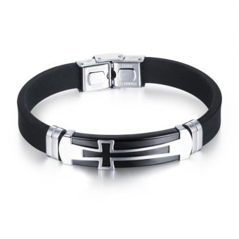 Kebolat 2017 Fashion Men Bracelet Stainless Steel Wire Silicone Bracelets Cool Man Casual Bracelet Trend Male Jewelry Accessorie PH1077-Black - intl