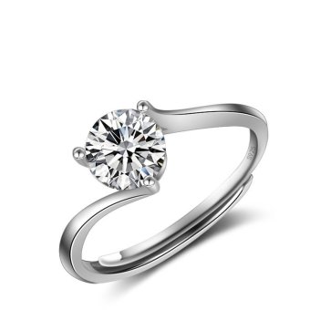 Women Classic 1ct Engagement Ring Solid 925 Sterling Silver Jewelry Prong Setting Solitaire CZ Ring Proposal