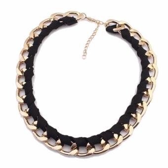 Vienna Linz Kalung Chokers Simple Black Golden Chain Necklace Fashion Accessories - Hitam