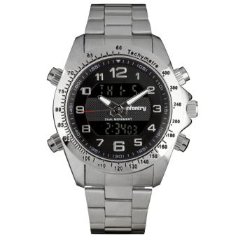 INFANTRY Mens Digital Quartz Wrist Watch Chronograph Pilot Sport Stainless Steel