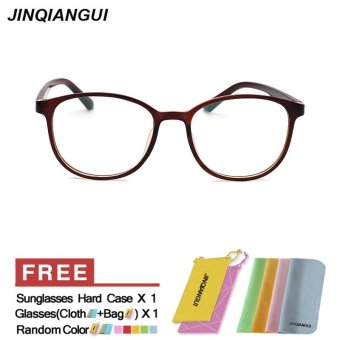 JINQIANGUI Glasses Frame Women Oval Plastic Eyewear Brown Color Frame Brand Designer Spectacle Frames for Nearsighted Glasses - intl