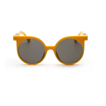 Sun Sunglasses Men Mirro Retro Cat Eye Sun Glasses SilverYellow Color Brand Design (Intl)