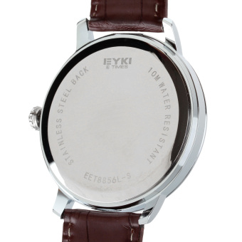 EYKI Fashion Couple PU Leather Roman Numerals Dial Quartz Wrist Watch (Brown)