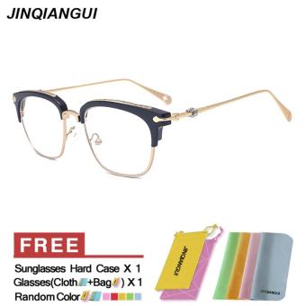 JINQIANGUI Fashion Mens Glasses Frame Half Frame Glasses BlackGold Frame Glasses Plastic Frames Plain for Myopia Men Eyeglasses Optical Frame Glasses - intl