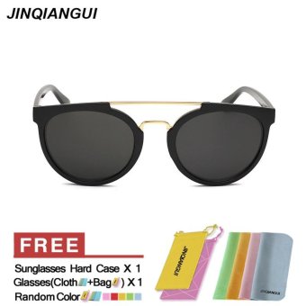 JINQIANGUI Sunglasses Women Oval Plastic Frame Sun Glasses BrightBlack Color Eyewear Brand Designer UV400 - intl
