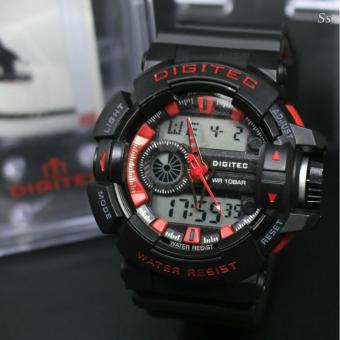Digitec-jam tangan pria Sporty -Dual Time Leather Rubber