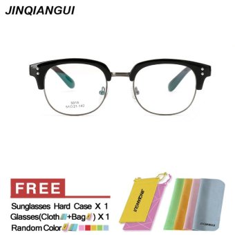 JINQIANGUI Fashion Glasses Frame Square Glasses BrightBlack Frame Glasses Plastic Frames Plain for Myopia Men Eyeglasses Optical Frame Glasses - intl