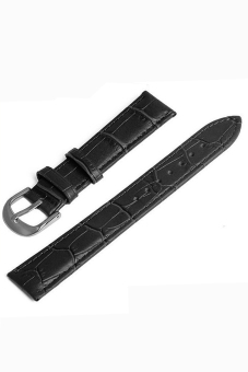 Women Men PU Leather Adjustable Replacement Watchband Watch Band Strap Belt with Pin Clasp for 18mm Watch Lug Black - Intl