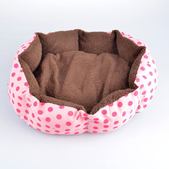 360DSC Soft Fleece Cute Dots Printing Pet Dog Puppy Cat WarmBedHouse Plush Cozy Nest Mat Pad - Pink/S - intl