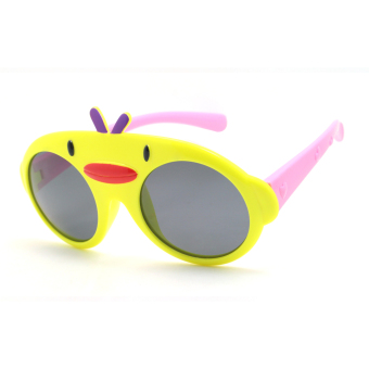 CHASING Child sunglasses kid retro frame shades lens soft material pink leg sun glasses for childrens CS11857P(yellow) - Intl