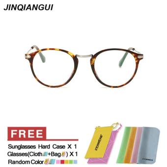 JINQIANGUI Glasses Frame Women Round Retro Plastic Eyewear Leopard Color Frame Brand Designer Spectacle Frames for Nearsighted Glasses - intl