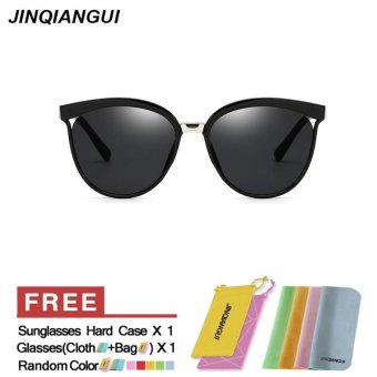 JINQIANGUI Sunglasses Men Round Retro Black Color Polaroid Lens Plastic Frame Driver Sunglasses Brand Design - intl
