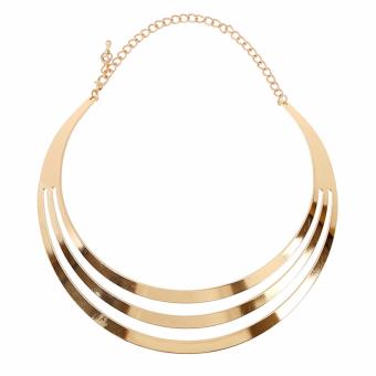 Vienna Linz Kalung Pesta Fashion Moon Stripes Choker Necklace - Gold