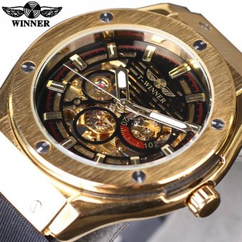 Winner Automatic Mechanical Luxury Men Watch Silicone Strap Fashion Casual Military Sports Wristwatch (Black) - intl