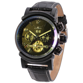 MiniCar Jargar Men Mechanical Dress Watch Tourbillon Automatic Wristwatch Black Leather Strap Gift Box JAG9405M3B1