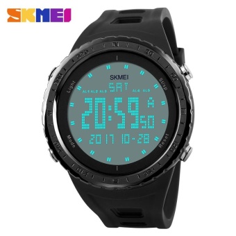 SKMEI merek Watch 1246 pria 2 zona waktu 5 Alarm Countdown Waterproof Clock LED tampilan Digital Olahraga jam tangan