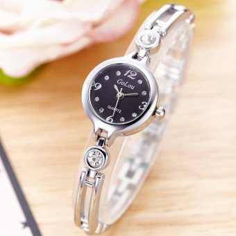 CE Korean version of the new fashion ladies bracelet bracelet watch female models steel belt brand watch female table student watch fashion single product watch selling single product round dial silver strap black dial - intl