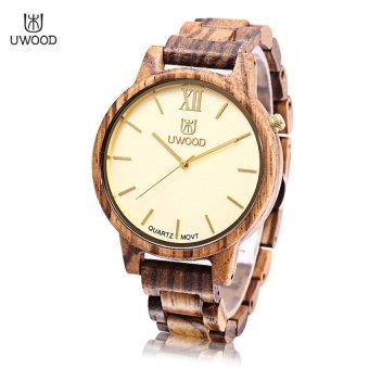 MiniCar UWOOD UW - 1002 Male Quartz Watch Wooden Case Slender BandDaily Water Resistance Wristwatch Brown(Color:Brown) - intl